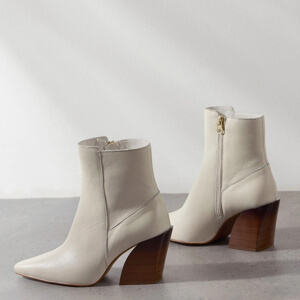 Mint Velvet Cream Leather Ankle Boots